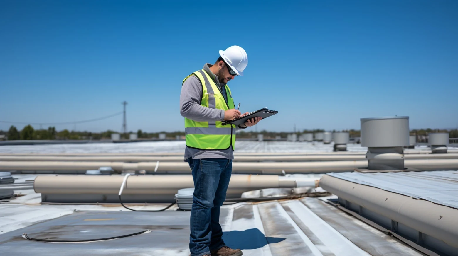 Commercial flat roof inspection in Northeastern Pennsylvania
